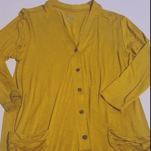 LOGO by Lori Goldstein Gold Cardigan